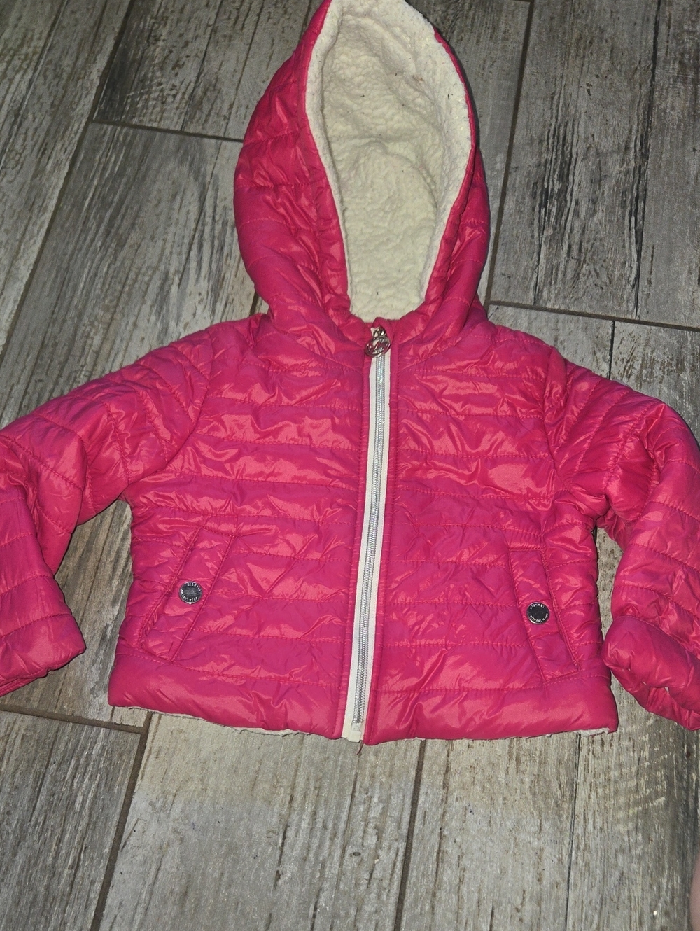 Michael Kors Hot Pink Hooded Puffer Jacket for Kids
